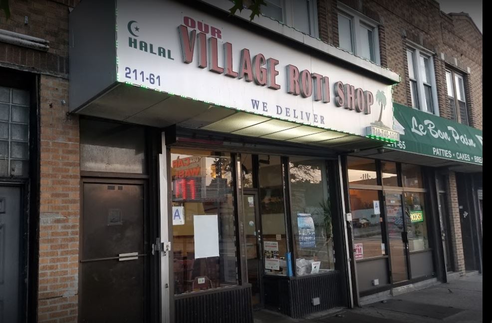 Exterior of Our Village Roti Shop in Queens Village